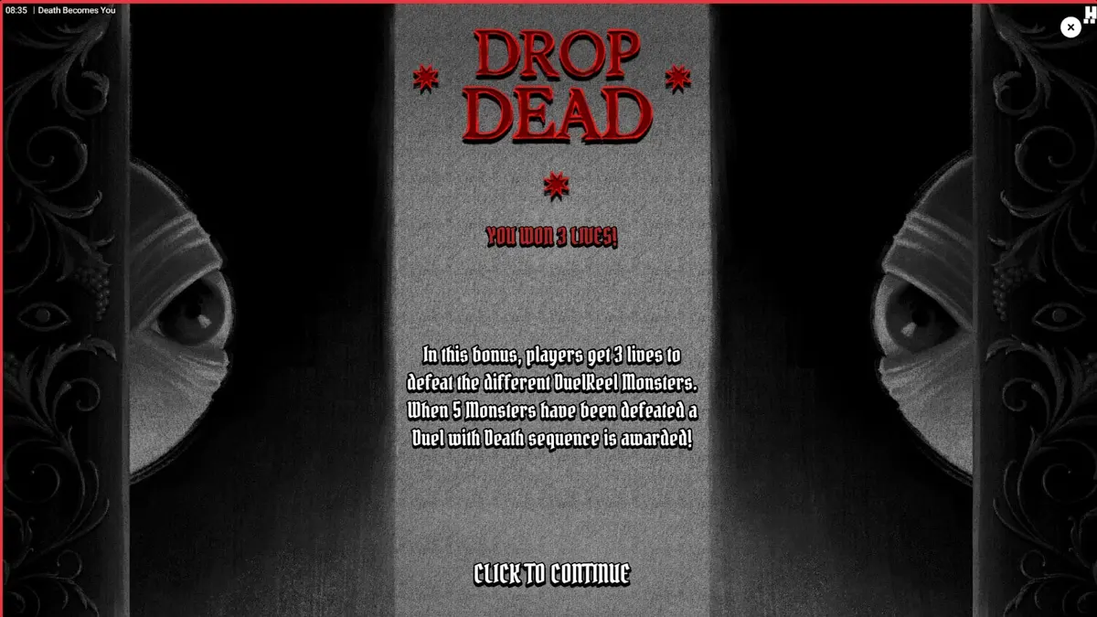 Tampilan visual slot Death Becomes You dengan nuansa gothic dan neon